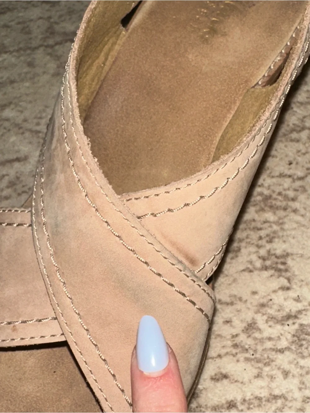 Clarks Collection Nubuck Cork Wedge Sandals Taupe Beige Velcro Comfort Shoes